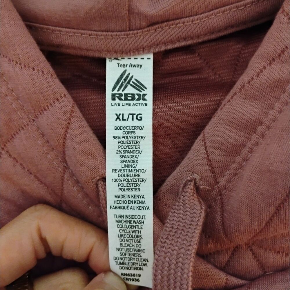 Mauve Pink Quilted Pullover Drawing Minimalist Geometric Hoodie Size  Xl - Picture 4 of 8